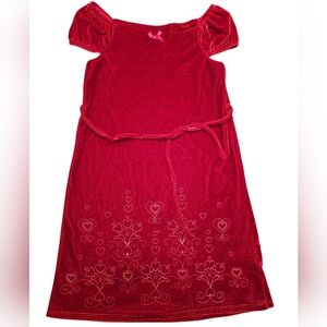 EUC | Basic Editions Red Kids Velvet Dress with Heart Design | Size: 6/6X